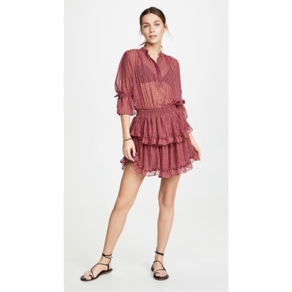 Misa Los Angeles Inge Printed Ruffle Mini Dress